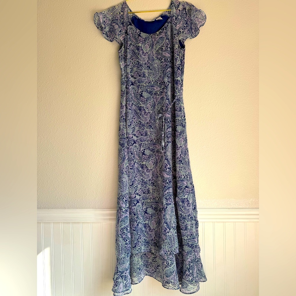 Jaclyn Smith Tiered Ruffle Boho Short Sleeve Maxi Cottagecore Dress Sz: Small